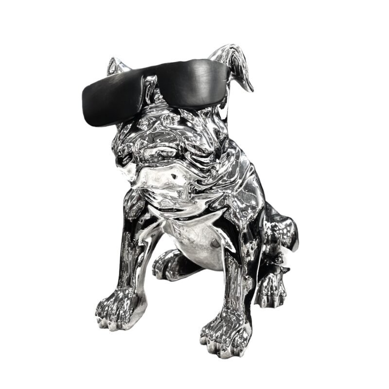 Srebrna figurka dekoracyjna buldog 34 cm