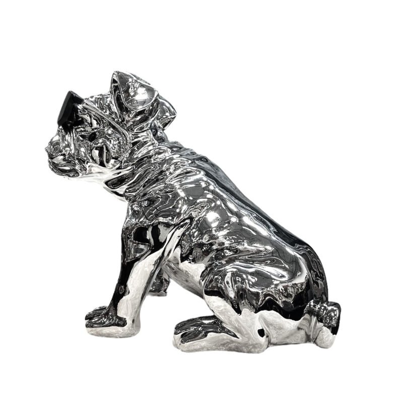 Srebrna figurka dekoracyjna buldog 34 cm - obrazek 2