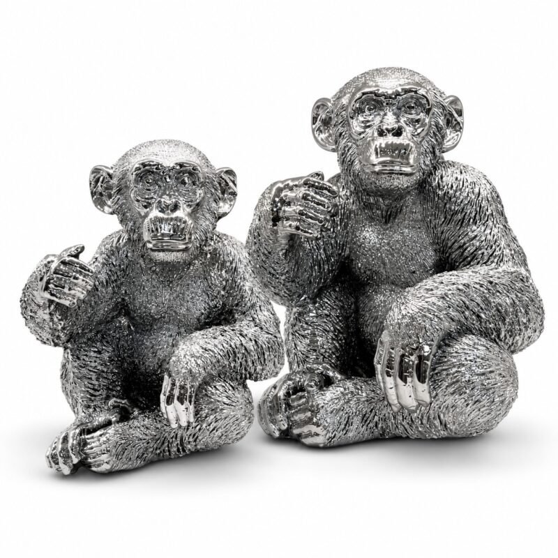 Srebrna figurka Małpa 27cm / 37cm