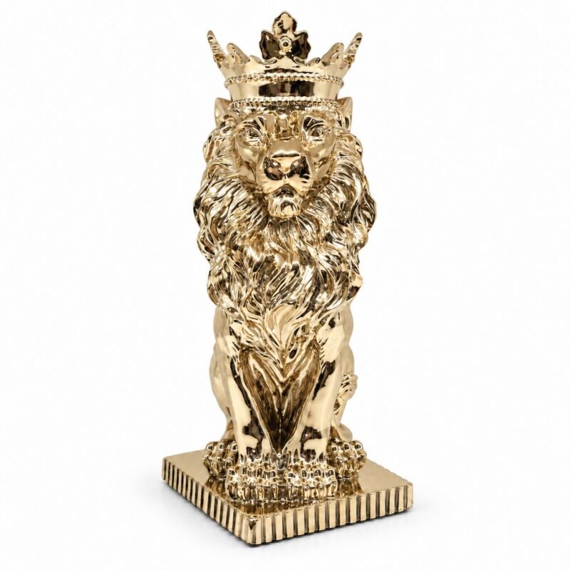 Złota figurka Lew w koronie 33cm