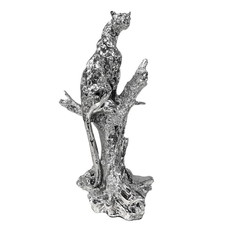 Srebrna figurka Pantera na pniu 50 cm