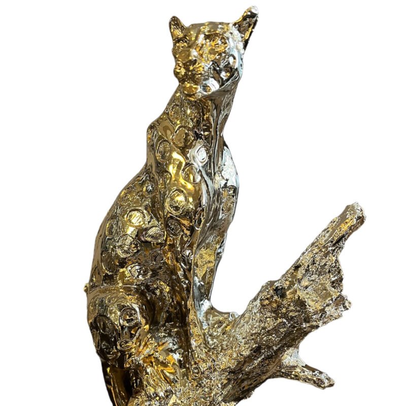 Złota figurka Pantera na pniu 50 cm - obrazek 2