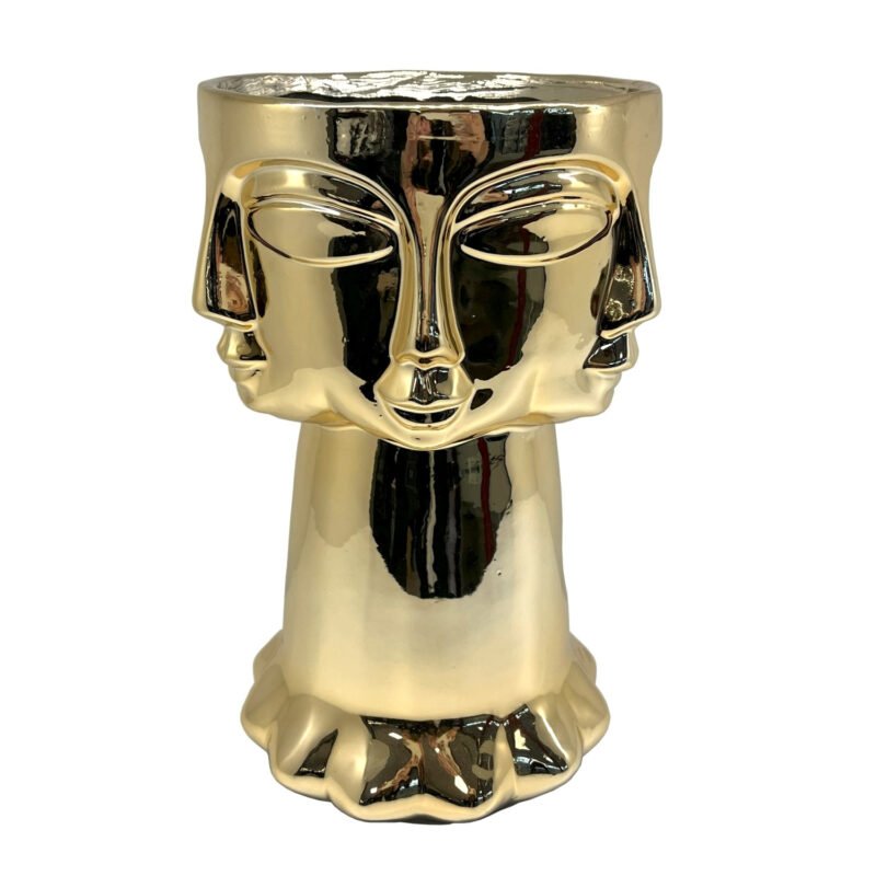 Złoty wazon Face 30 cm