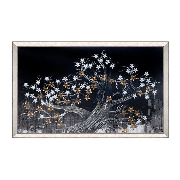 Obraz na szkle Drzewo w lustrzanej ramie 160x100cm