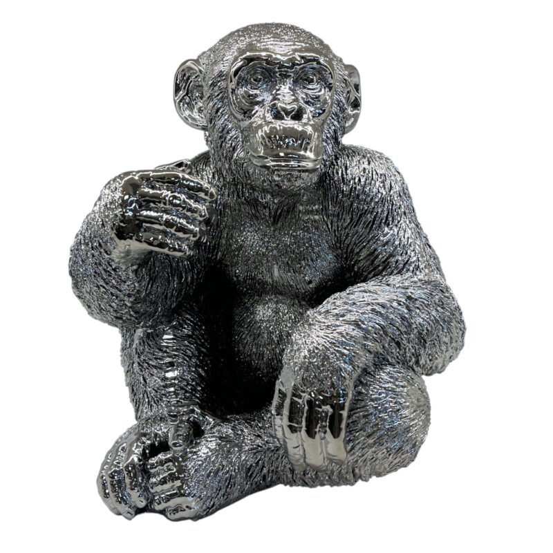 Srebrna figurka Małpa 37 cm