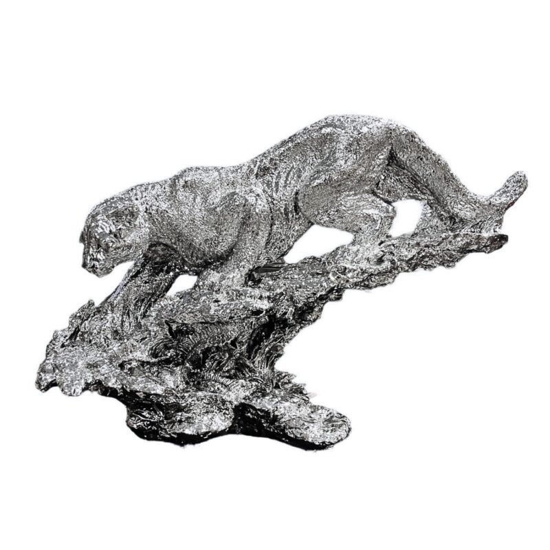 Srebrna figurka Pantera na skale 70 cm