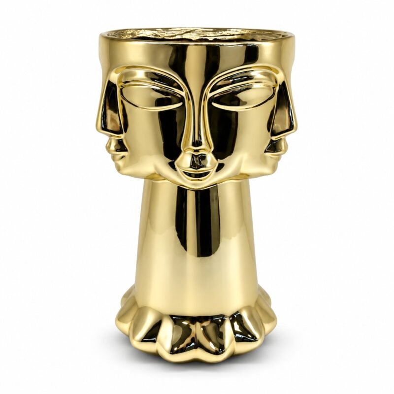 Złoty wazon Face 30 cm