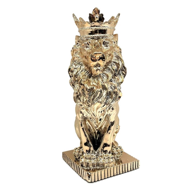 Złota figurka Lew w koronie 33 cm